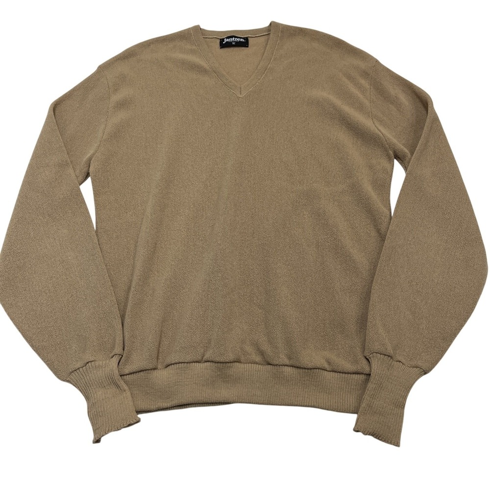 Vintage Jantzen Sweater Mens XL T Brown Pullover V‎ Neck Grunge Cobain Grandpa